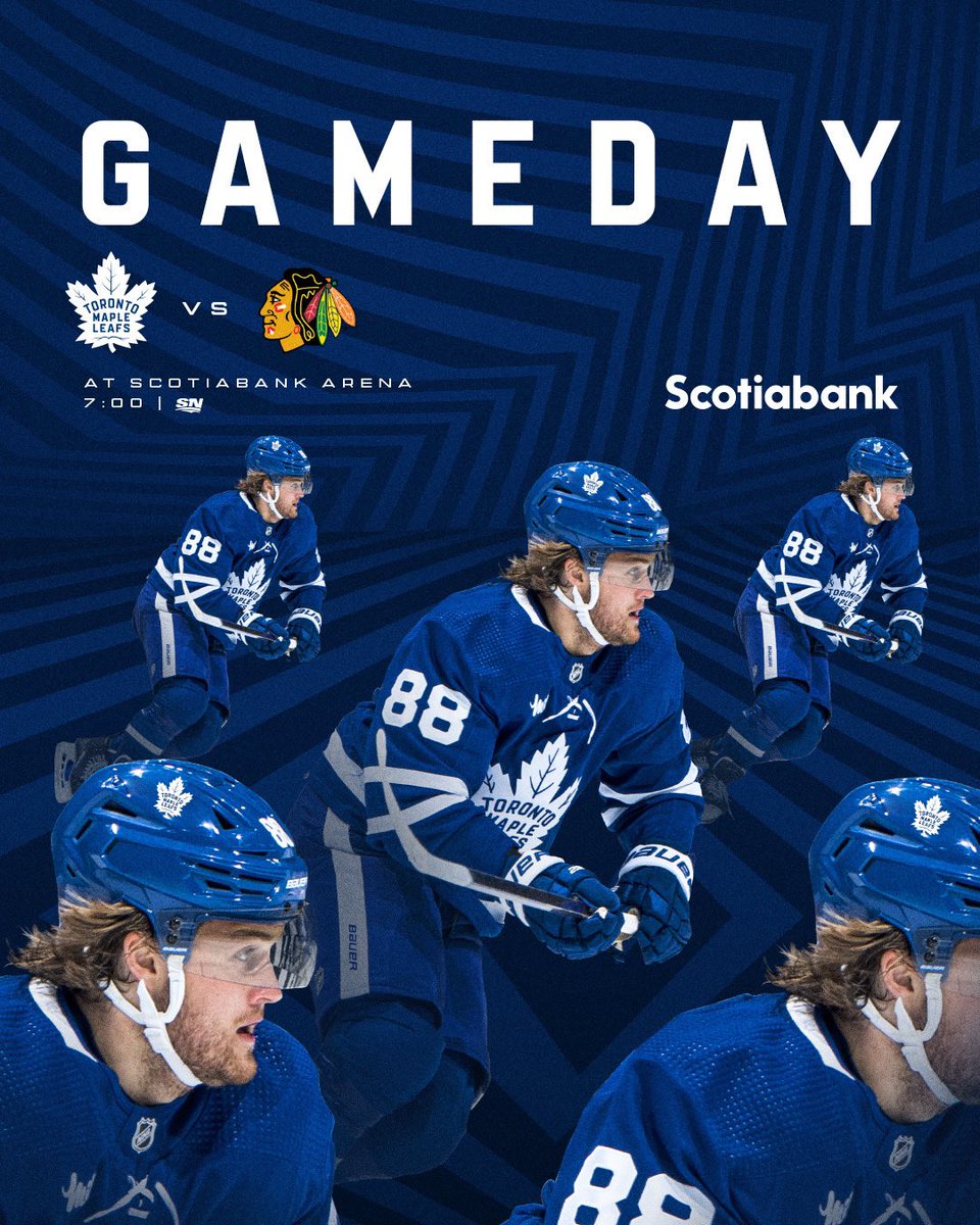 MapleLeafs's tweet photo. Toronto. Chicago. 
Tonight. @Sportsnet. 

@Scotiabank // #LeafsForever https://t.co/ACCxEyUQM3