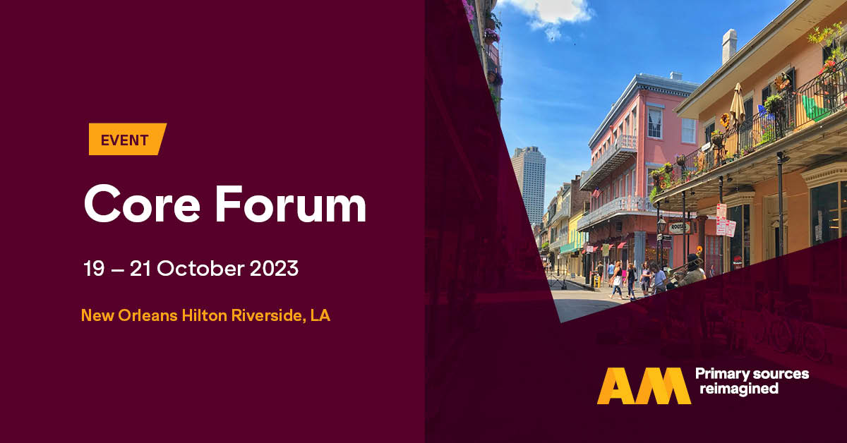 AdamMatthewGrp's tweet image. Three days to go until #CoreForum2023 and AM&apos;s Anthony and Jameson are looking forward to meeting everyone in New Orleans. Stop by to find out about our award-winning archival collections and discover more about our most recent publications. #libraryconference