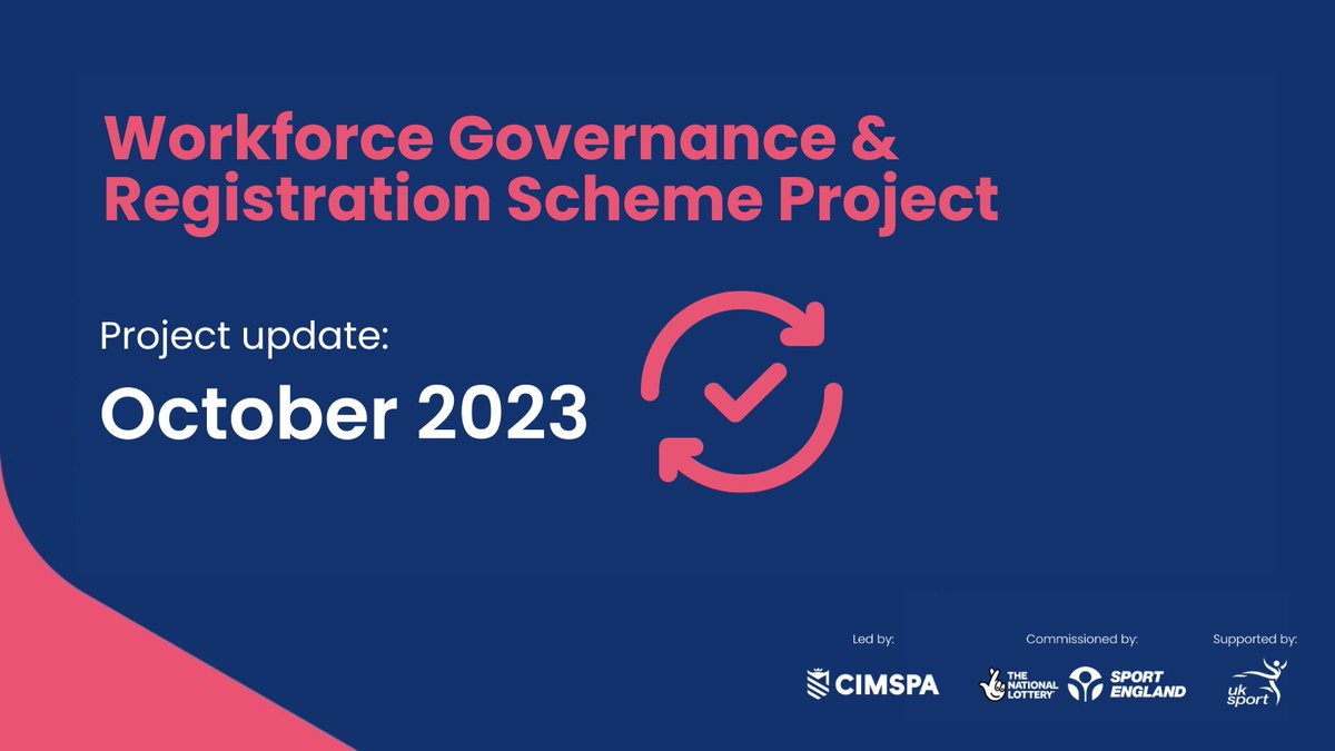 cimspa's tweet image. Click here for the latest update on our Workforce Governance and Registration Scheme Project, commissioned by @Sport_England and supported by @uk_sport. bit.ly/3M1IwRI

#WorkforceGovernance