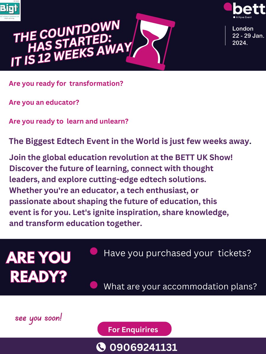 Join the global education revolution at the BETT UK Show! 🌍

📝 Discover the future of learning, connect with thought leaders, and explore cutting-edge edtech solutions.
#bettuk #EdTech #EducationInnovation #bett #bettshow2024