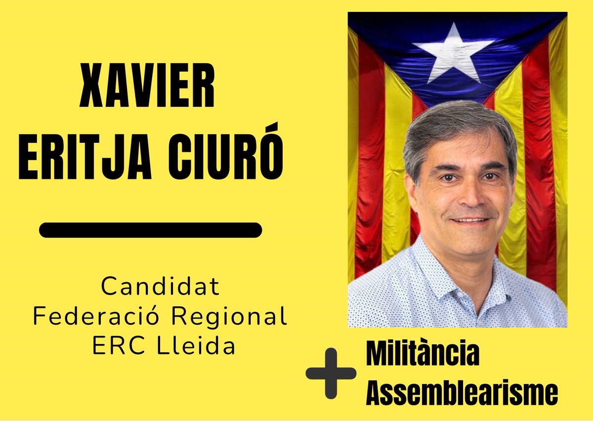 <a href="/xavieritja/">Xavier Eritja Ciuró</a> d’<a href="/Esquerra_ERC/">Esquerra Republicana</a> candidat a l’executiva de la Federació Regional de Lleida.

➕Militància
➕Assemblearisme