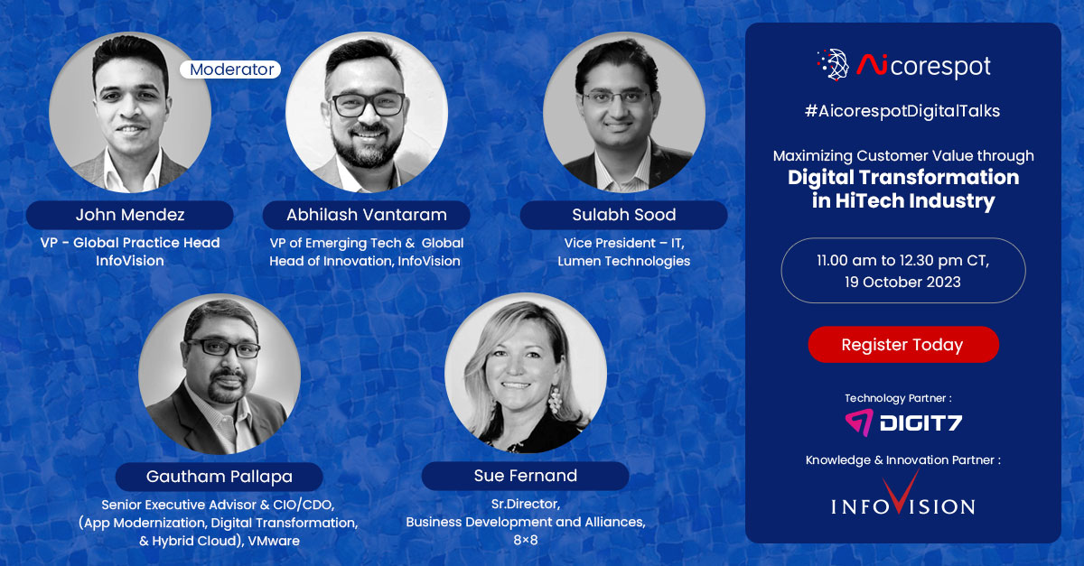 Mark your calendars for October 19th, 11:00 am CT, and don't miss our webinar, "Maximizing Customer Value through Digital Transformation📈," featuring top speakers.

Register today:live.zoho.in/yfX2NfK1mg

#TechLeadership #DigitalTransformation #HiTechInsights