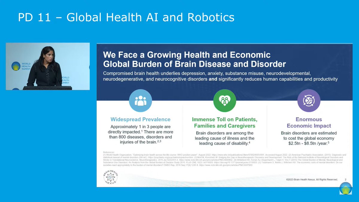 Demenzstrategie's tweet photo. Earlier today at the @WorldHealthSmt #WHS23 Dr. Magali Haas (from @cohenbioscience) talked about #brainhealth and how AI based predictive systems can help us to go from a deficit to a prevention perspective of health in order to improve brain health for all. https://t.co/SyTc0SeOnA