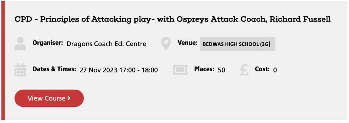 Ollie Hughes (@ohughesrugby) on Twitter photo ๐จ CPD OPPORTUNITY ๐จ
Want to coach like a pro?? I am exited to announce an upcoming CPD opportunity๐
๐ 27th Of November (Monday)
โฐ 5:00-6:00pm
๐Bedwas High 3G
๐โโ๏ธRichard Fussell (Ospreys Attack Coach) ๐ฆ
Secure your place on the WRU Game locker
โฌ๏ธโฌ๏ธ
๐ด๐ด๐ด๐ด๐ด๐ด๐ด๐ด๐ด๐ด ๐จ CPD OPPORTUNITY ๐จ
Want to coach like a pro?? I am exited to announce an upcoming CPD opportunity๐
๐ 27th Of November (Monday)
โฐ 5:00-6:00pm
๐Bedwas High 3G
๐โโ๏ธRichard Fussell (Ospreys Attack Coach) ๐ฆ
Secure your place on the WRU Game locker
โฌ๏ธโฌ๏ธ
๐ด๐ด๐ด๐ด๐ด๐ด๐ด๐ด๐ด๐ด