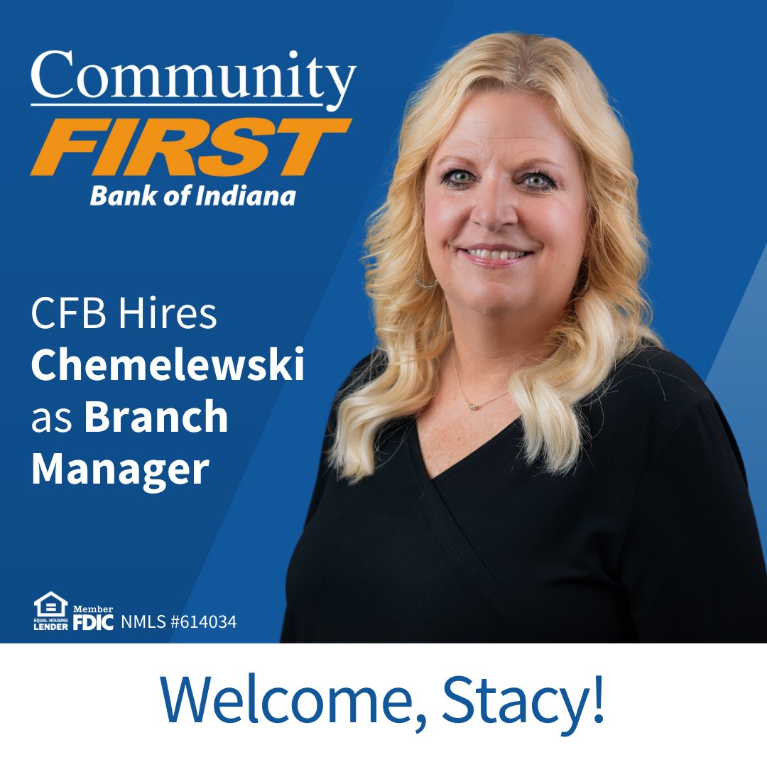 We are pleased to welcome Stacy Chemelewski as Branch Manager of the Meridian North Banking Center located at 93rd &amp; Meridian in Indianapolis.
Stacy brings 20 years of banking experience to the team with an extensive background in Commercial Lending and Retail Banking.