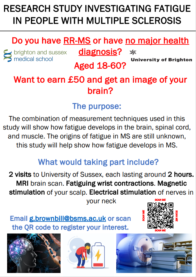 Do you have RR-MS or have no major health diagnosis? If you are aged 18-60 please get in touch with @gemmabrownbill if you would like to take part in this study. You will earn £50 and get an imagine of your brain 🧠 #BSMSMedschool #neuroscience