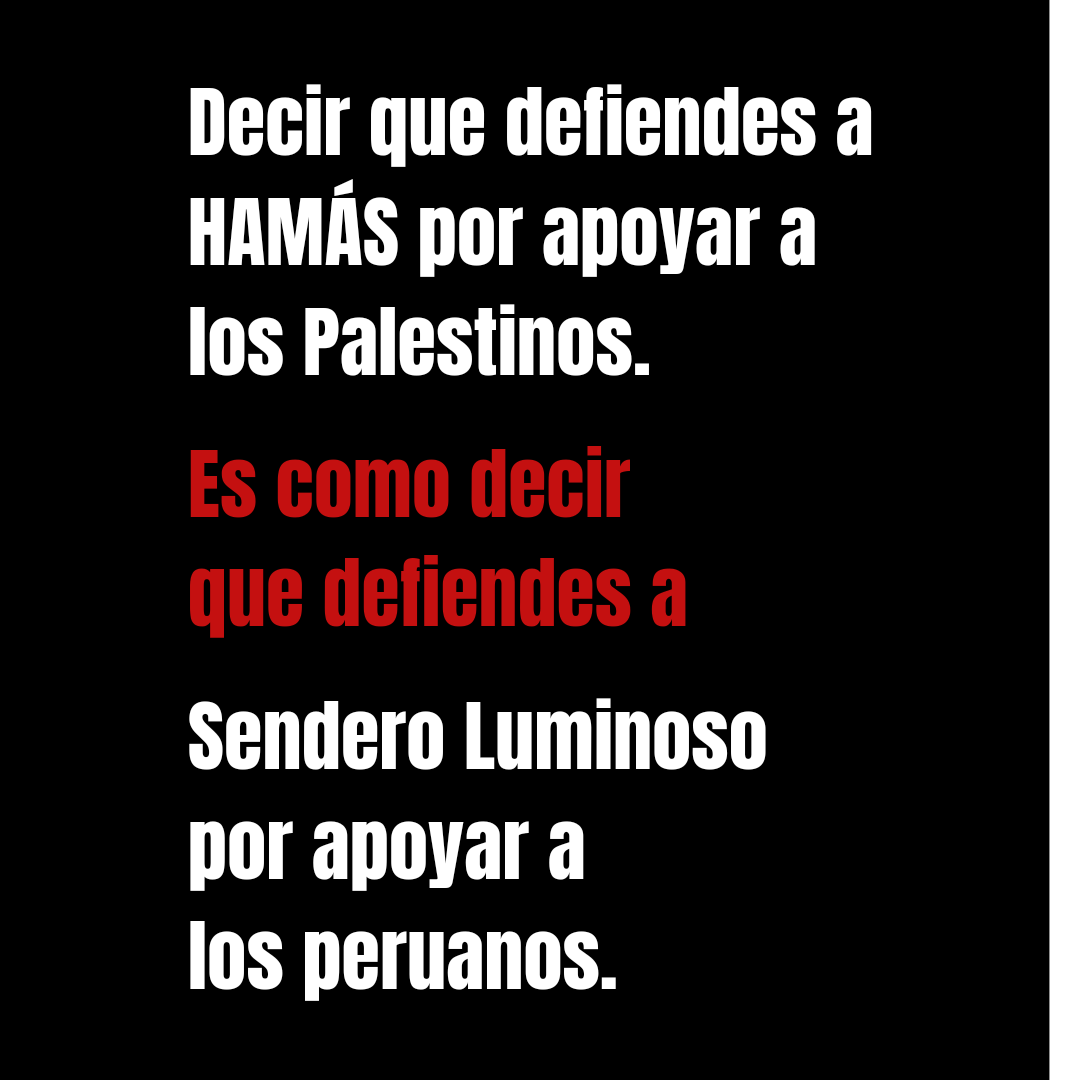 Decir que Hamás representa a todo Palestina es como decir que Sendero Luminoso representa a todo Perú. 
Que Dios proteja a gente inocente de Israel y Palestina.
Urge #PazEnElMundo