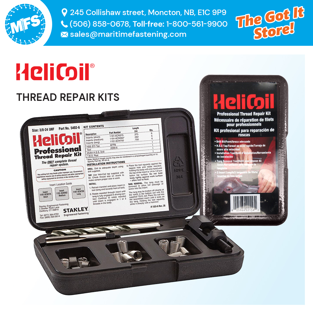 🔩Maritime Fastening System offers HeliCoil Screw Thread Insert Repair Kits from @penntoolco ! 🔩
Visit Us in Moncton or call toll-free 1-800-561-9900.
 #ThreadRepair #HeliCoil #FasteningSolutions #QualityMatters #MaritimeFasteningSystem #MFSMoncton #TheGotItStore
