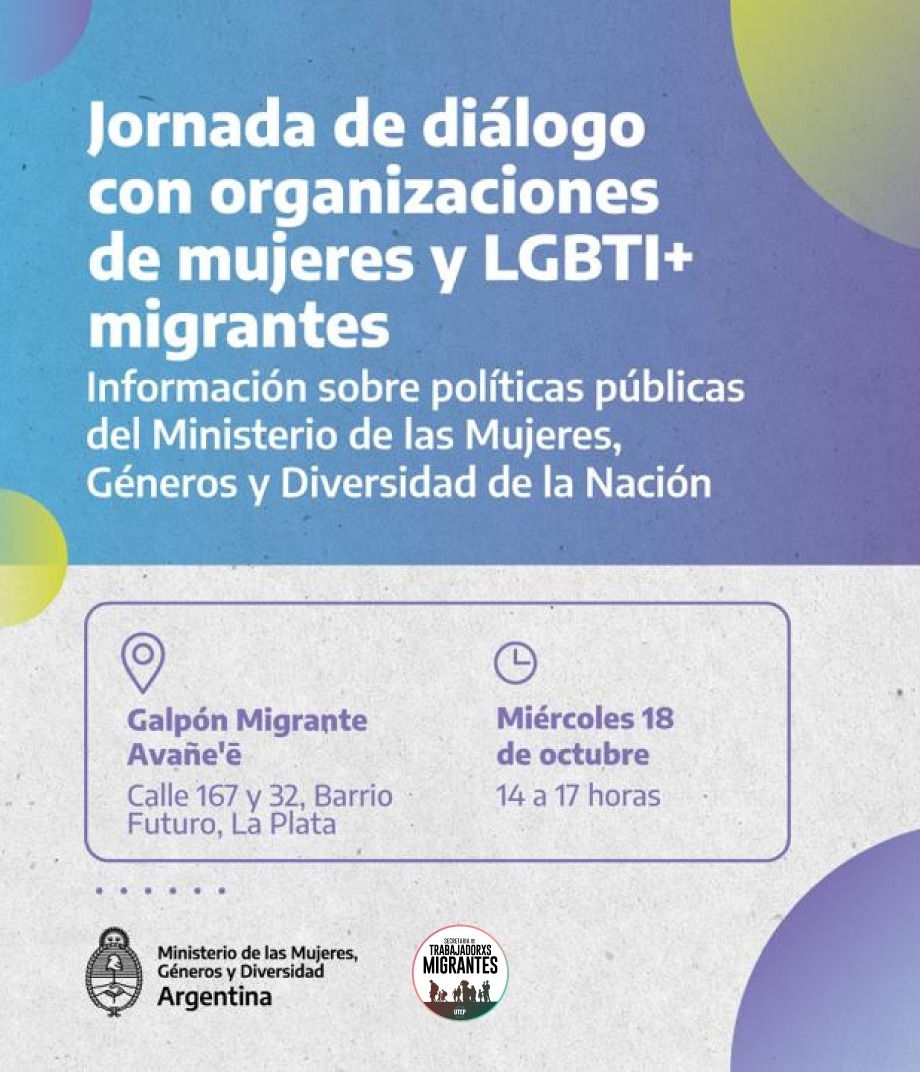 SecMigranteUTEP's tweet photo. 🔺#AgendaMigrante || Te invitamos este miércoles en la ciudad de La Plata, a la jornada de diálogo con organizaciones de mujeres y LGBTI+ migrantes. Acércate para charlar sobre políticas públicas del @MinGenerosAR
🤝🏿 Organizan: @mingenerosar
@SecMigranteUTEP https://t.co/V451JGj9YG