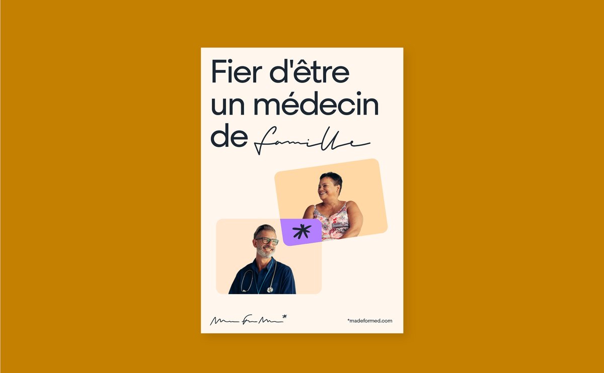 fdestais's tweet photo. Une idée géniale pour la nouvelle identité visuelle de @madeformed : jouer avec l'écriture illisible des médecins. 👨🏻‍⚕️

Joliment humain pour une boite digitale, et si logique quand on sait que leur mission est de réinventer la relation entre patients et médecins de famille. 👏 https://t.co/44IJgsHWQj