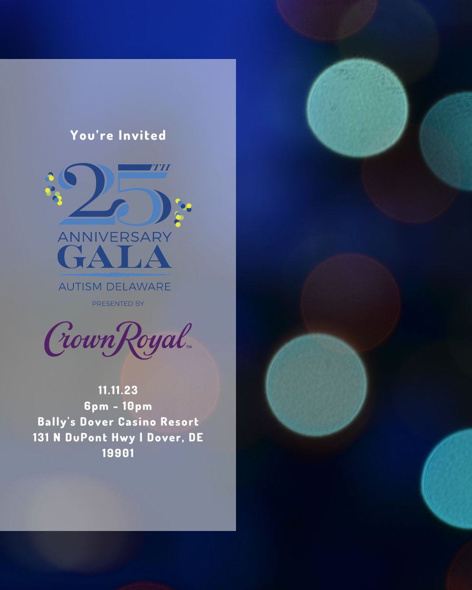 ❔ 𝗙.𝗬.𝗜. ❔ Autism Delaware’s 25th Anniversary Gala @AutismDelaware will celebrate its silver anniversary with a gala hosted by @nbcsphilly’s Andrea Joyce at @ballysdover Casino Resort Sat. 11/11. #GetOutAndAbout #AutismDelaware