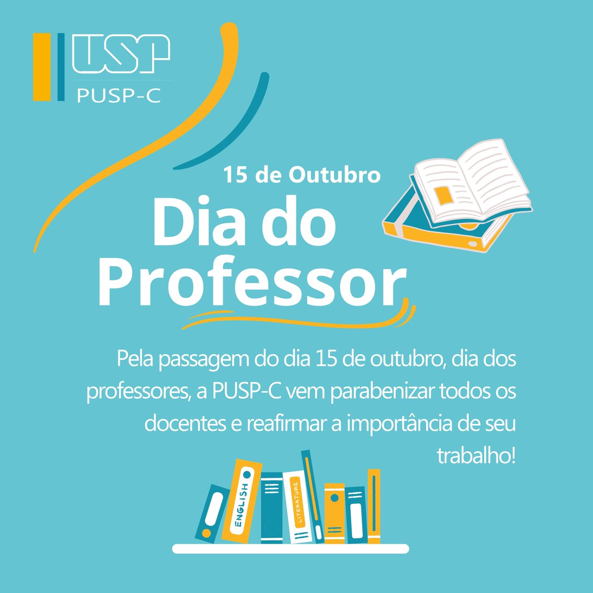 puspcapital's tweet photo. A PUSP-C parabeniza todos os docentes pela passagem do Dia dos Professores, 15 de outubro.
#puspc #usp #campusbutanta #diadosprofessores #docentes #feriado https://t.co/x0hF4ScyA3