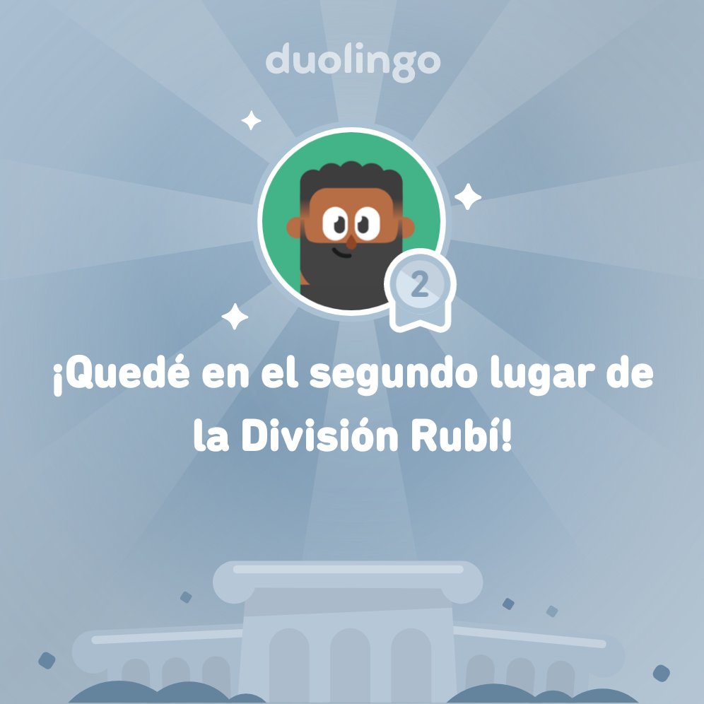 lfg17's tweet photo. ¡Quedé en el segundo lugar de la División Rubí en @Duolingo! https://t.co/N0E434IIrj
