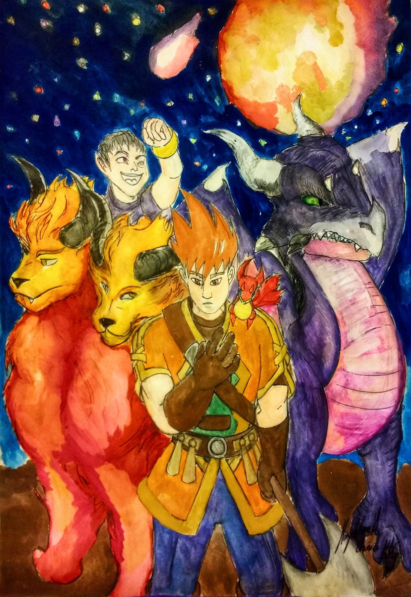 DarkStormSeeker's tweet photo. Golden Sun - Garet and Mars Summons #GoldenSunGaret #Mars #Tiamat #Kirin #Meteor #GoldenSun #黄金の太陽 #IsaacForSmash #art #GBA #GameBoyAdvance #jrpg #videogames #Adept #MarsDjinn #Djinn #Fire https://t.co/4I0EF2Q6ej