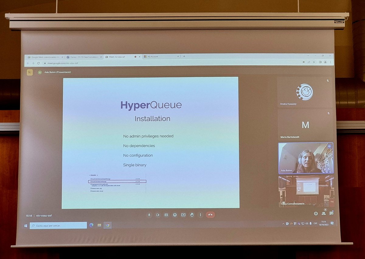 max_center2's tweet photo. Ada Bohm, from @IT4Innovations, joined us via videocall to introduce #HyperQueue, a tool designed to simplify execution of large workflows on #HPC clusters.
#supercomputing https://t.co/JoZMTEYoFm