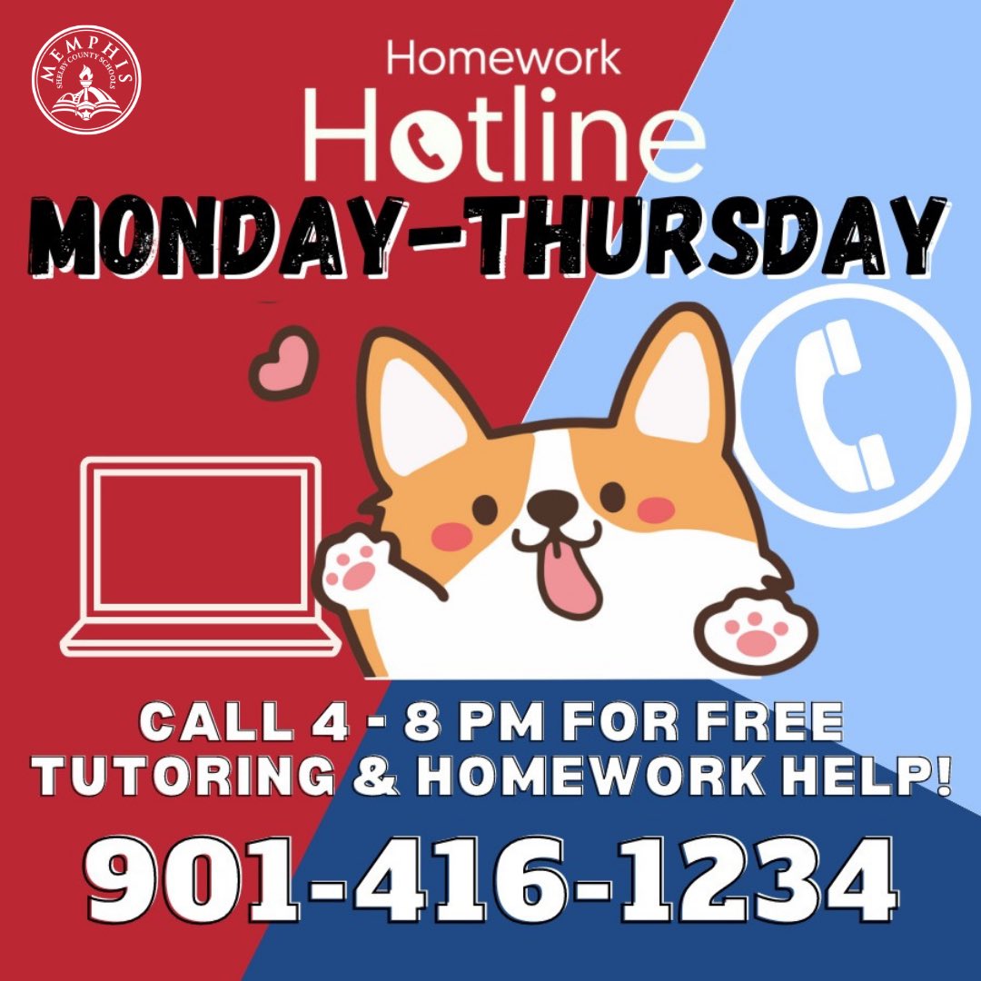 MSCSK12's tweet image. 📚 Homework Help is Just a Call Away! 📞✨ Don&apos;t stress over assignments. Our Homework Hotline is here for you, Mon. -Thurs., 4-8pm. 🗓️ 
Get expert guidance from MSCS teachers in multiple languages. 🌍📝 Call 901-416-1234 &amp;amp; ace your homework! 🌟 #HomeworkHotline