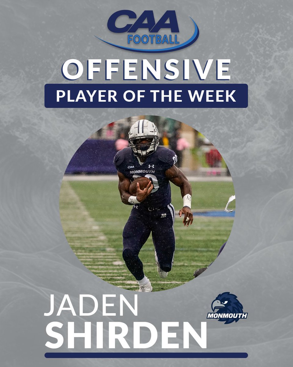 CAAFootball's tweet photo. π #CAAFB Offensive Player of the Week
Jaden Shirden rushed for 276 yards and a career-high four touchdowns on only 16 carries in @MUHawksFB's 61-10 win over Hampton
π° https://t.co/a6GQn8bmrP https://t.co/DPdXiEd6xp