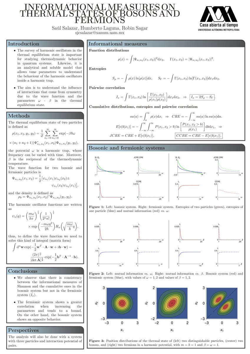 Hi everyone, I'm Saúl Salazar, and this is my work "Thermal States of Bosons and Fermions" #Shannon_information, #Comp174 #LatinXChemComp <a href="/digital_rsc/">Digital Discovery</a>, <a href="/PCCP/">PCCP</a>, <a href="/ChemRxiv/">ChemRxiv</a>, <a href="/LufacIDT/">Lufac Computación</a>