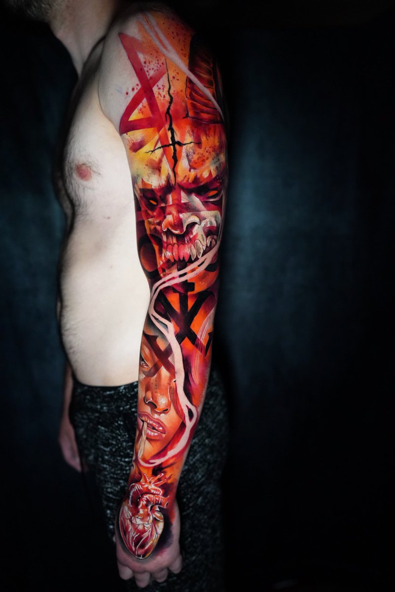 Armandean's tweet photo. Full Color Tattoo Arm Sleeve 👹 
Now booking NY-WA check https://t.co/fAy7ex2raK
#tattoo #TattooColour #tattoos #tattooart #tattooartist https://t.co/4kkOdTXLwj
