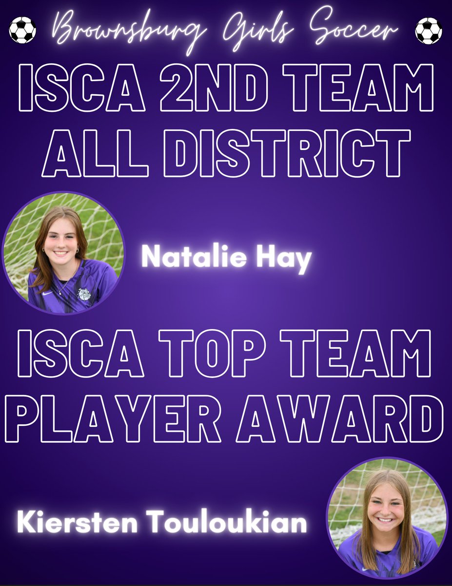 Congrats to Natalie Hay for making District 3, 2nd Team All District as well as Kiersten Touloukian for earning the Top Team Player Award! We are proud of you all!