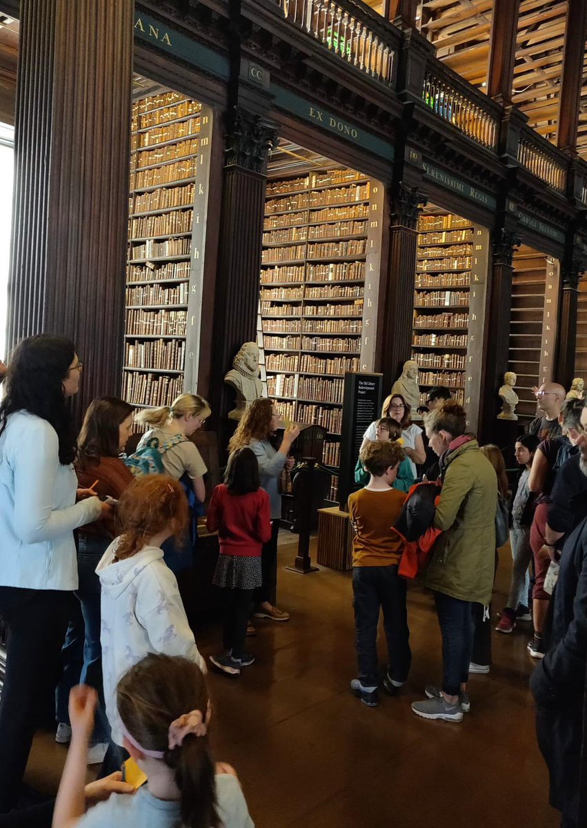 Great fun on the Children’s tour for #OpenHouseDublin organised by @SineadFox in tbe Long Room of  @tcdlibrary