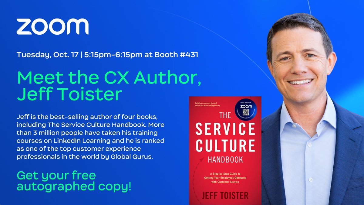 Are you at the Gartner IT Symposium today?

<a href="/Zoom/">Zoom</a> is giving away signed copies of The Service Culture Handbook.

I'll be there from 5:15pm-6:15pm. Stop by booth 431 and say, "Hi"

#GartnerSYM