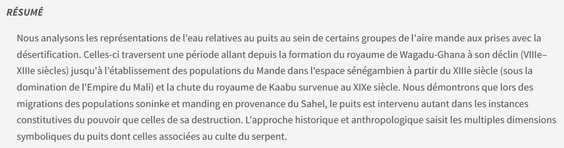 Dans la dernière parution de notre journal 'Etudes Mandé' : 'Du Wagadu au Kaabu : Le puits, symbole de la fondation, légitimation et destitution du pouvoir au Sahel du VIIIe au XIXe siècles' doi.org/10.2979/mnd.20…