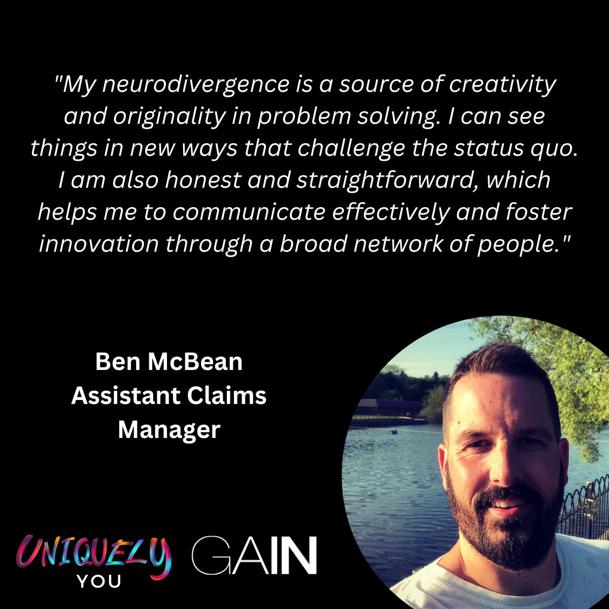 GainAutism's tweet image. For our #UniquelyYou campaign, we welcome Ben McBean from QBE, sharing how his creativity and problem-solving are a real asset in his role as Assistant Claims Manager with #differentthinking that helps him communicate effectively and foster innovation. #neurodiversity