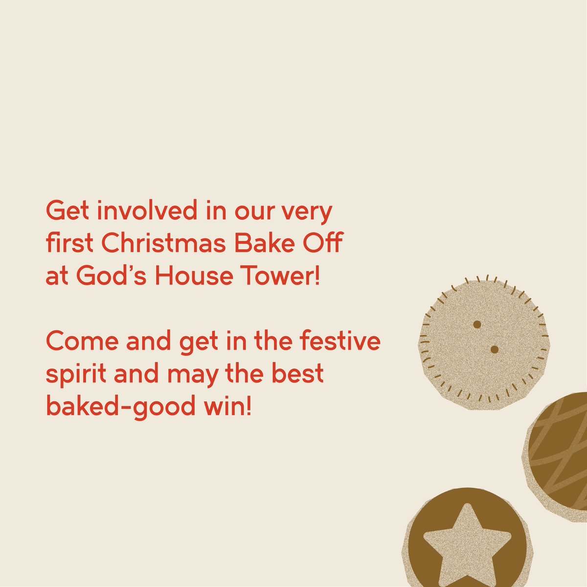 Announcing the 1st ever GHT Christmas Bake-Off 🥧

The event is open to all, entry to bake or attend is £2 with all proceeds donated &amp; three £100 vouchers up for grabs🎄

Register here: tinyurl.com/5783puaa

Saturday, 18th November at GHT.

<a href="/VisitSoton/">Visit Southampton</a> <a href="/ace_southwest/">Arts Council England, South West</a>