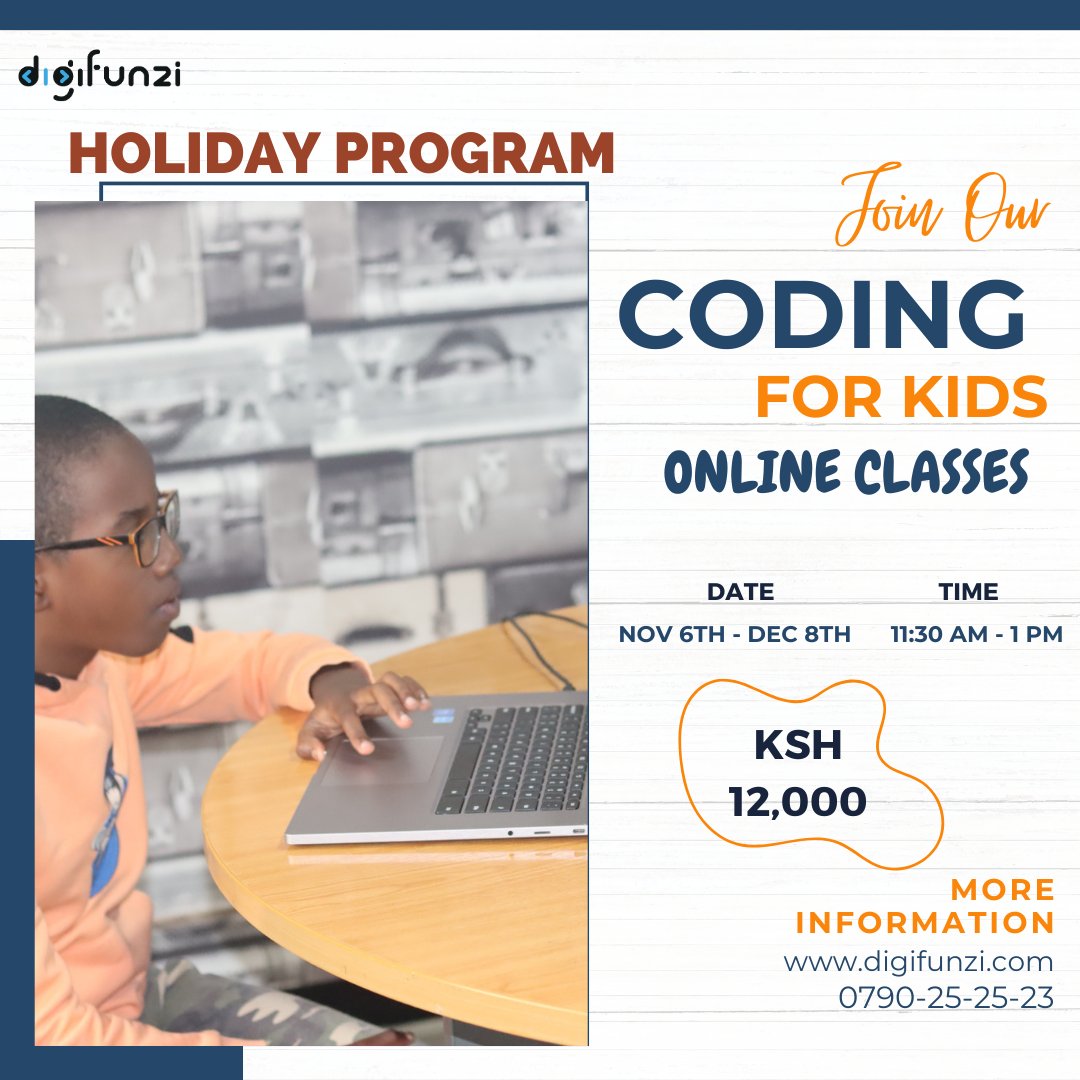 Holiday Program for Kids.
Sign up your child for our fun and engaging Online Coding for Kids Program.

Contact us at; 0790252523

#codingforkids #codinglife #technology #Holidayprogram #kidsactivities