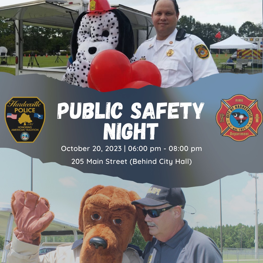 🚓🚒 Join us for an unforgettable evening dedicated to keeping our community safe! Public Safety Night is right around the corner, and we can't wait to show you what our local heroes have in store. <a href="/HFD_8/">Hardeeville Fire</a>

🚑👮‍♂️👩‍🚒 #publicsafetynight #ThisFriday #hardeevillestrong