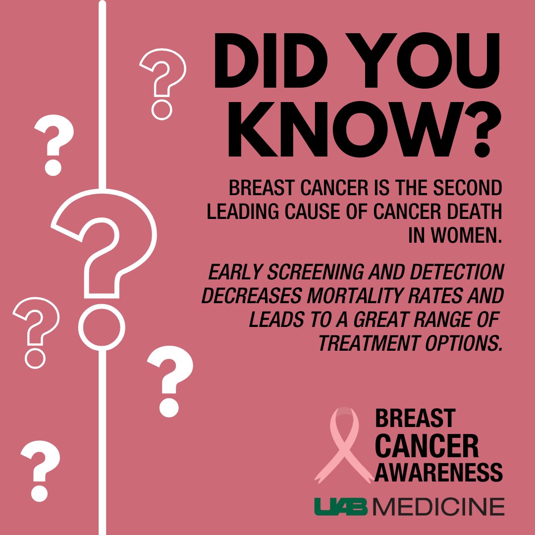 Did you know #BreastCancer is the leading cause of cancer death in women? The best way to combat this is to be aware of the risk factors and encourage the women in your life to seek access to screening for breast cancer. #BreastCancerAwareness