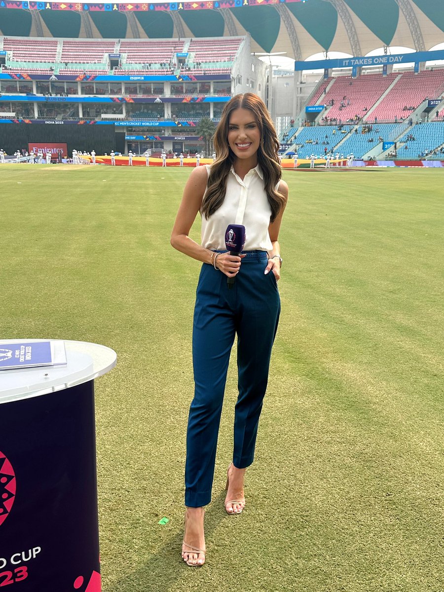 Pinch me. Hosting my first ever @icc @cricketworldcup 🥹 First stop Lucknow for #AusVSri 🏏