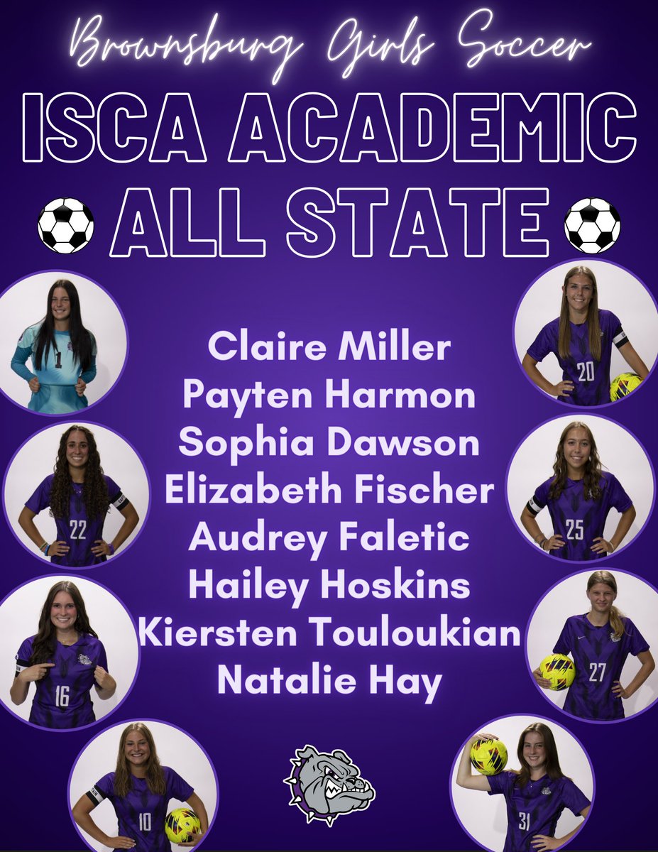 Congrats to our ISCA Academic All State winners Claire Miller, Payten Harmon, Sophia Dawson, Elizabeth Fischer, Audrey Faletic, Hailey Hoskins, Kiersten Touloukian, and Natalie Hay! Great on the field and in the classroom!
