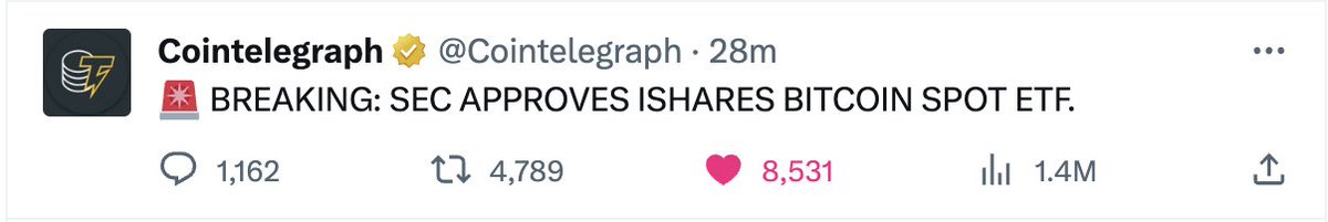 I'm skeptical about this news being authentic.  

Though it aligns with what we've been discussing, I haven't found any evidence to back it up yet. #Bitcoin 

💡Waiting for verification documents.