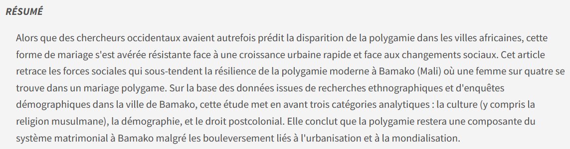 StudiesMande's tweet photo. Dans la dernière parution de notre journal "Etudes Mandé" : "Pluri-nuptialité et changement social à Bamako : Vers une polygamie durable?" https://t.co/MdvFt0CZwN https://t.co/NFPWOn4ogJ