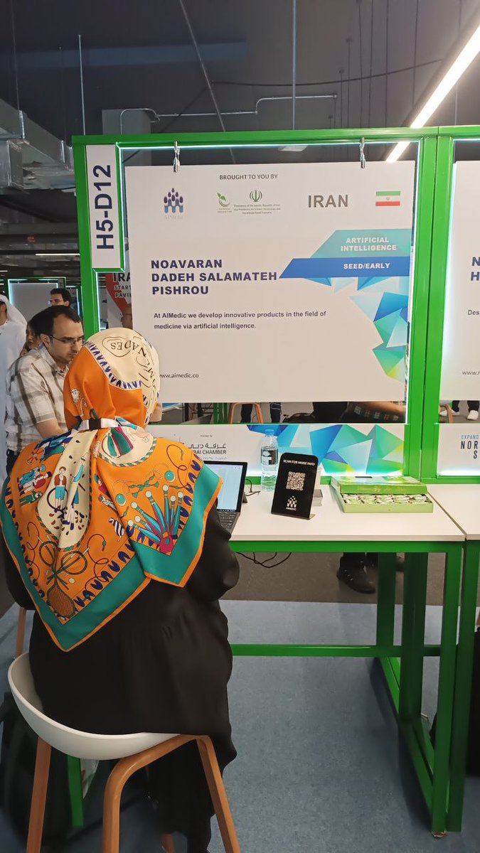 aimedic_co's tweet photo. The AIMedic team is currently present at the GITEX 2023 exhibition in Dubai, we are waiting for you at booth H5-D12 of the Iranian startups section.

#AI #AIMEDIC #GITEX #DUBAI #IRAN #STARTUP #MAMMOGRAPHY #CTBRAIN https://t.co/jsZsfXQdSM
