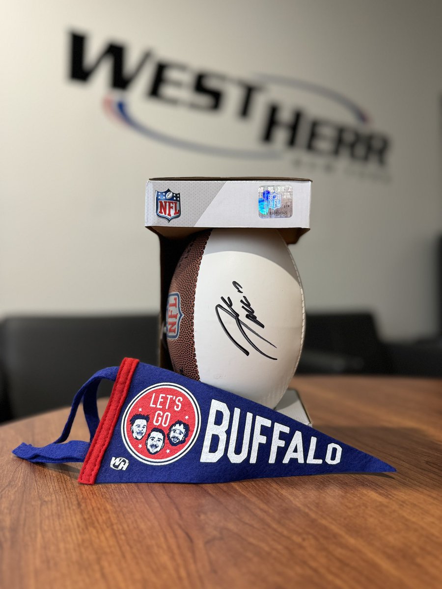 🚨 #VictoryMonday GIVEAWAY🚨 - To celebrate #Buffalo's SNF win over the NYG, we are giving away a @joshallenqb autographed mini-football &amp; a #TeamWestHerr pennant! 🏈 🚩

To enter, just RT &amp; make sure you are following us! Winner announced 10/18/23 💙❤️