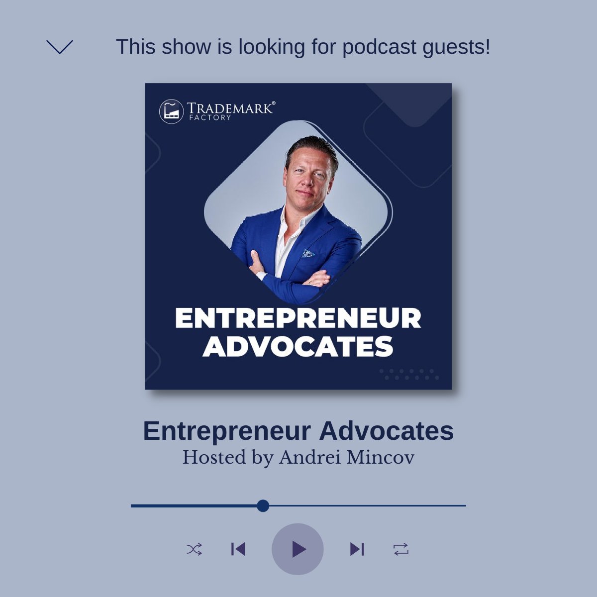 The Trademark Factory's Entrepreneur Advocates hosted by @RealTMFactory is on the hunt for guests—entrepreneurs or business owners who offer unique products or services. Apply here: go.trademarkfactory.com/podcast-guest #podcast #trademark #branding #findaguest #beaguest #journorequest