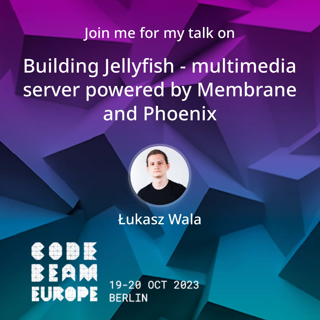 Hey! Wanna learn a bit about multimedia streaming? Then come and join me on this Thursday at Code Beam EU!

#myelixirstatus #CodeBEAM #webrtc