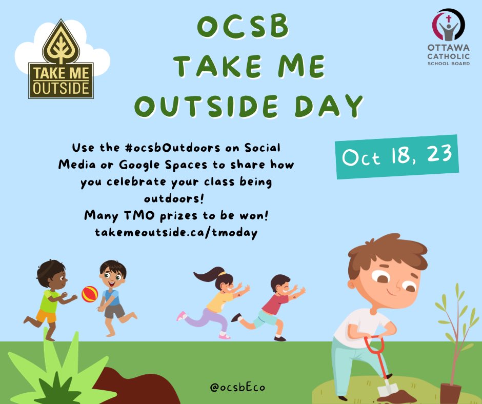 ocsbECO (@ocsbeco) on Twitter photo It’s #takemeoutsideDay this week! Let’s celebrate and get our ss outdoors Oct 18! Check out <a href="/takemeoutside/">Take Me Outside</a> for the many opportunities this week!
#ocsbOutdoors #ocsb <a href="/OttCatholicSB/">Ottawa Catholic School Board</a> It’s #takemeoutsideDay this week! Let’s celebrate and get our ss outdoors Oct 18! Check out <a href="/takemeoutside/">Take Me Outside</a> for the many opportunities this week!
#ocsbOutdoors #ocsb <a href="/OttCatholicSB/">Ottawa Catholic School Board</a>