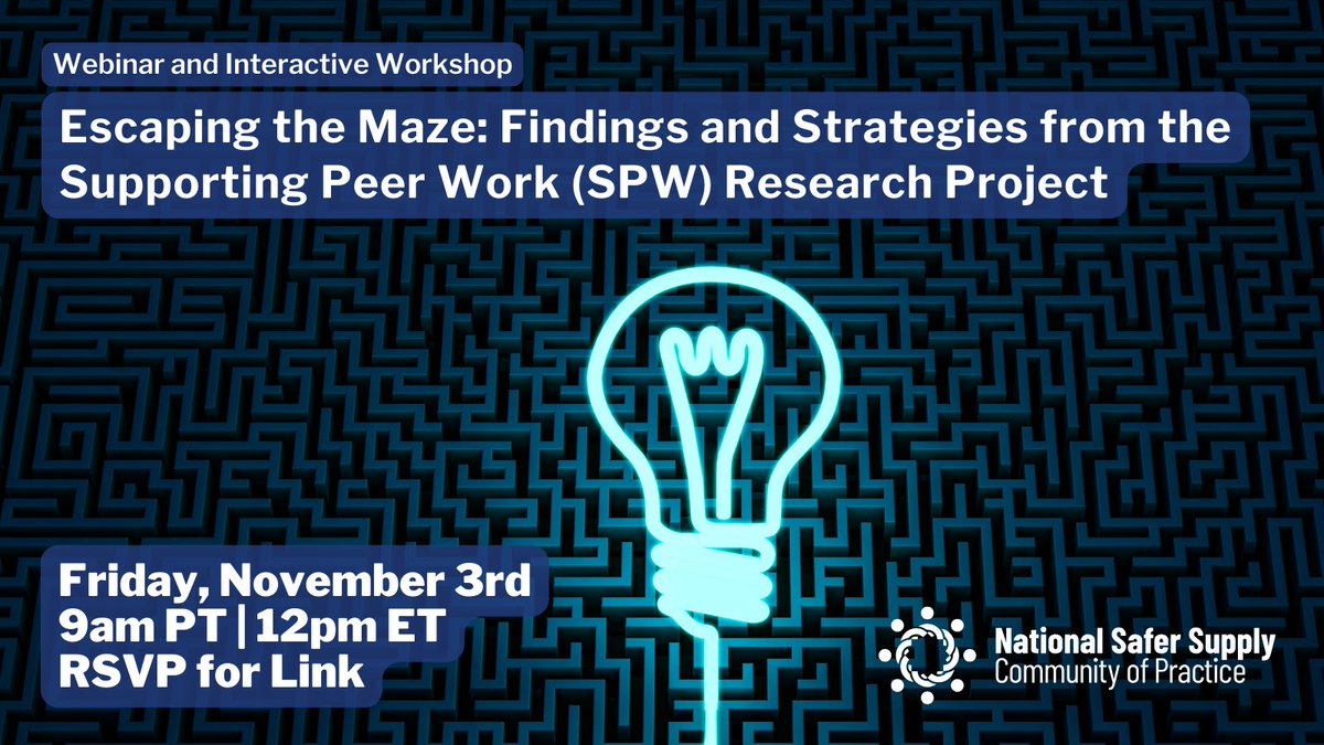 🚨WEBINAR &amp; INTERACTIVE WORKSHOP ALERT🚨

📢Join us on November 3 from 12-2pm ET to learn about the findings and strategies from the Supporting Peer Work (SPW) research project and to participate in facilitated small group workshops❤️‍🔥

🔗RSVP NOW⤵️
us02web.zoom.us/meeting/regist…