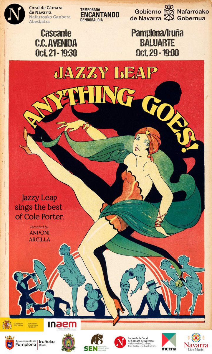 RadioCierzo's tweet photo. Este sábado 21 de octubre podremos disfrutar, en el Centro Cultural "Avenida" de Cascante, de "Anything Goes!", concierto que @JazzyLeap dedica a la figura de Cole Porter.

Pero, ¿quién era Cole Porter? En este hilo nos lo cuenta @JazzyLeap: https://t.co/GYuSmVTlB7 https://t.co/RG4m8ZdHL6