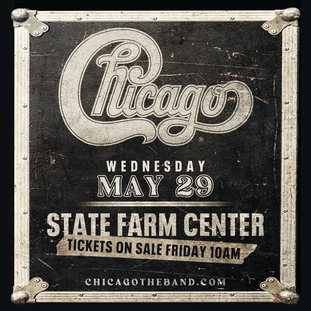 The State Farm Center is excited to welcome legendary band Chicago for a return engagement this spring on May 29 at 7:30pm! Tickets will go on sale this Friday, October 20 at 10am. Don't miss it!