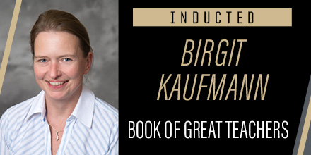 Purdue_Math's tweet photo. ICYMI: Birgit Kaufmann, Professor of Mathematics, was inducted into the Book of Great Teachers. The book bears the names of 467 faculty members, past and present, who exemplify excellence in teaching and scholarship. ➡️https://t.co/nUOtmOBldC 💛🖤🚂 https://t.co/CGjNhFMDHv