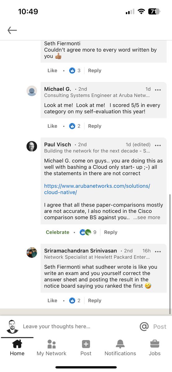 psibalde's tweet photo. @sethfiermonti Your post is still there and you even got to interact in the comments. 

I think the discussion is valid since this practice is common in all vendors (I’ve worked with Juniper, Cisco, Aruba...)

And as mentioned in other comments, the post is just about that, let’s go to Poc! https://t.co/OYw4hKjrMw