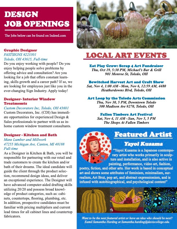 DavisCollegeOH's tweet image. We know you are looking for more ways to stay ahead in the design world! Check out our latest Design Program newsletter for the latest events and job openings!
.
.
#DavisCollegeToledo
#DesignProgram
#Newsletter
#DowntownToledo