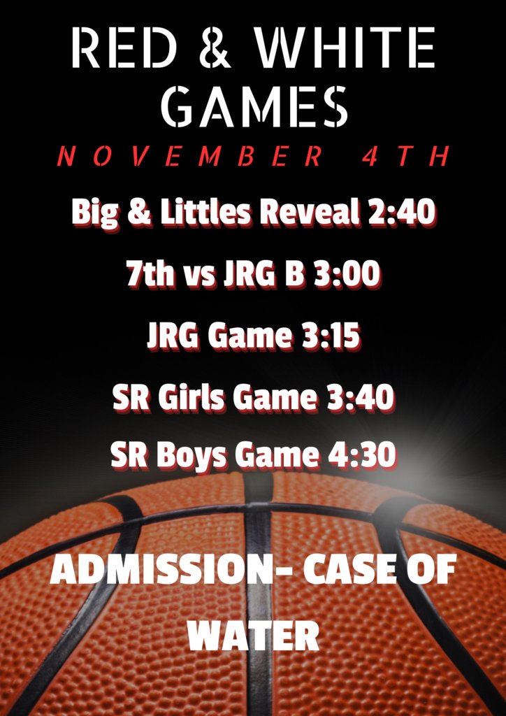 The 2023-2024 Basketball Schedule and the Red and White Night Information.  The Offseason senior boys will scrimmage on the Red and White Night this season as well.   #GoRattlers