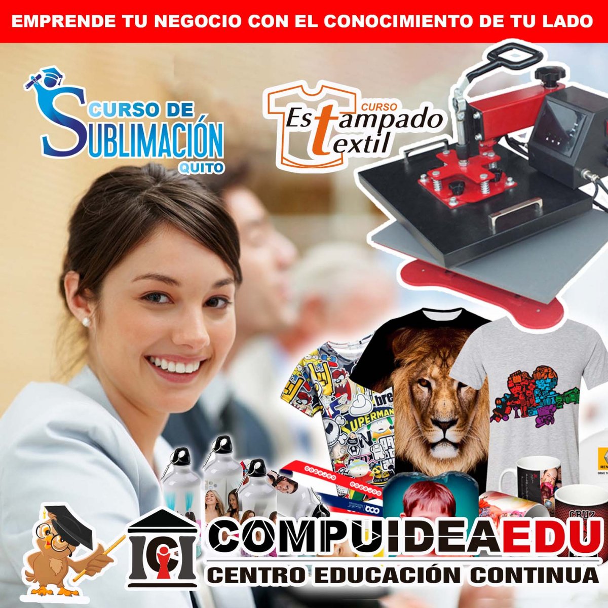 CompuideaEdu's tweet photo. Desata tu creatividad con nuestro curso presencial de sublimación. Aprende técnicas avanzadas y personaliza tus propios productos únicos. ¡Inscríbete ahora! https://t.co/3alIDWMcjn