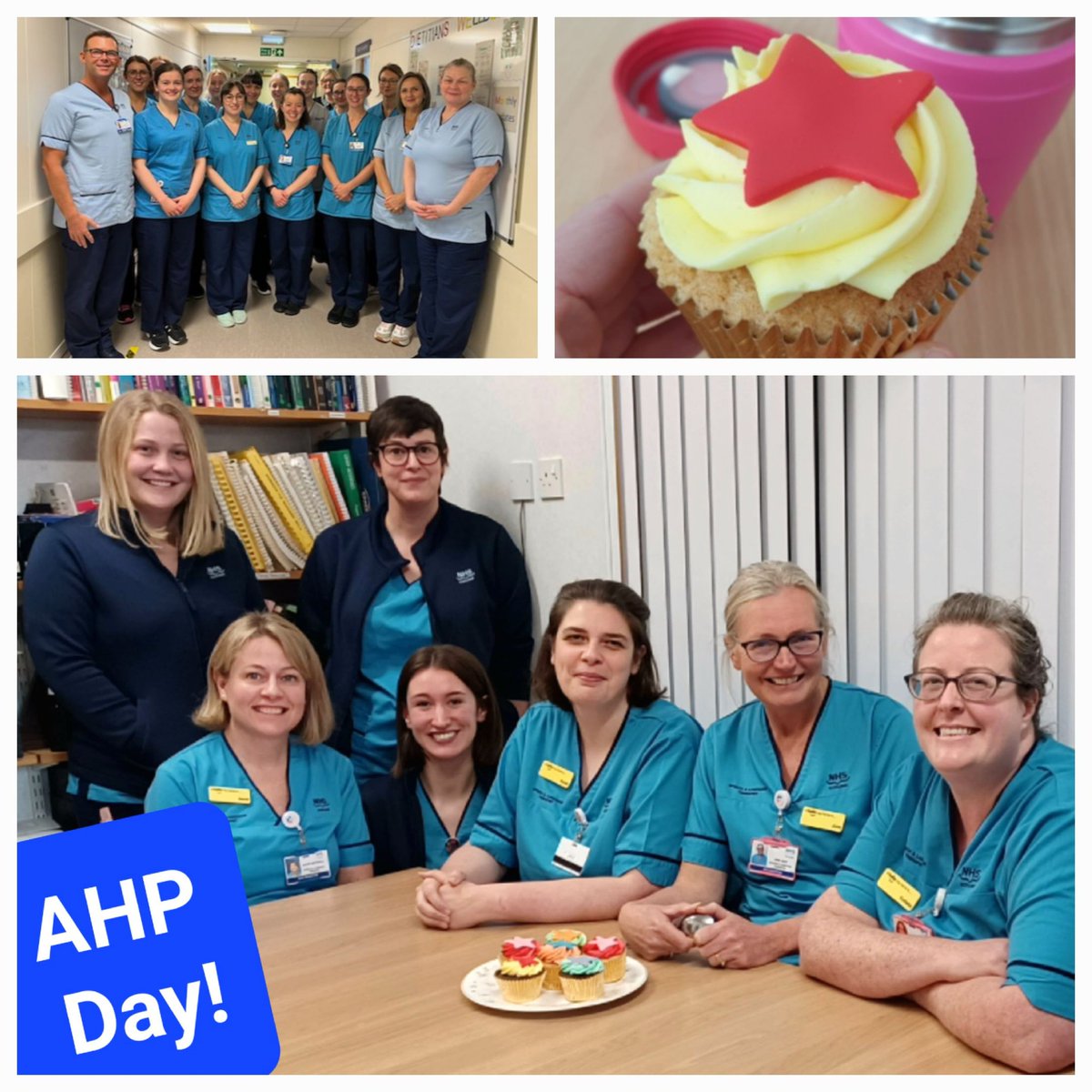 Leigh_Porter1's tweet photo. Celebrating a belated #AHPDay2023 with a selection of photos 'starring' wonderful #AcuteAHPs @NHSGrampian. Great opportunity to highlight the #PersonCentredCare #AcuteAHPs provide across 7 days @CamusdarachCam @susanahpd @lynn_morrison66 @sandramacleod14 @SpecialistCare2 🌟🥳🌟 https://t.co/v1YBI9aeUs